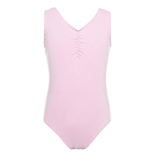 iiniim Vestido de Danza Maillot Ballet Niña Baile Tutú Princesa Leotardo Algodón Gimnasia Clásico sin Mangas con Falda Gasa Elegante Dancewear para Actuación Chica Muchacha Rosa 10-12 años