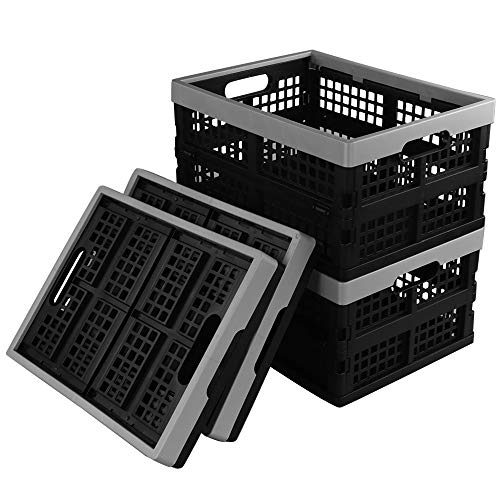 Ikando Cesto Cajas de Almacenamiento Plegables de Plástico, 4 Unidades