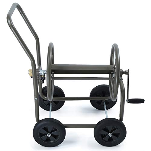 IKAYAA Soporte de Almacenamiento para Manguera de Lavado Carro de Carrete de Manguera de jardín Cuatro Ruedas Estante de Manguera de Agua portátil Carrito de riego Tubería de Lavado de Autos