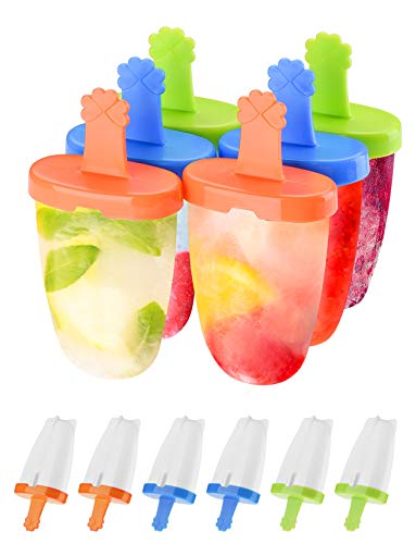 IKICH Moldes de Helado, sin BPA, 6PC Moldes para Paletas Fácil de Liberar,Adecuado para Niños, Adultos y Mascotas