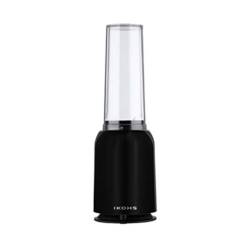 IKOHS Batidora de Vaso MOI - Batidora de Vaso Individual para Smoothies y Batidos, 230 W, Individual, Portátil, Cuchillas de Acero Inoxidable, 230W, Libre de BPA, Diseño Exclusivo, Color Negro