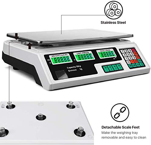 ILINKER Báscula digital de peso 60LB 30KG Carne Alimentos Fruta Precio de la Computación Eléctrica Equipo de conteo para tiendas de cocina Restaurante Mercado agricultor