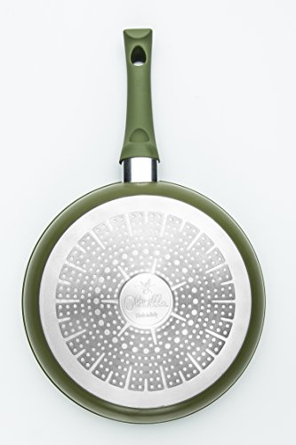 ILLA OL6320 - Sartén antiadherente al aceite de oliva, 100 % fabricada en Italia, aluminio, verde, 20 cm