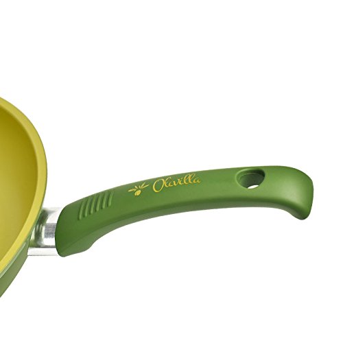 ILLA OL6324 - Sartén antiadherente al aceite de oliva, 100% fabricada en Italia, aluminio, verde, 24 cm