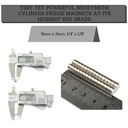 Imanes de nevera de cilindro de neodimio N52 (30 piezas) | 6mm x 3mm, 1/4 "x 1/8" | Imanes de disco de tierra rara para artesanías, manualidades, hobbies y organización de oficinas por Magnetron