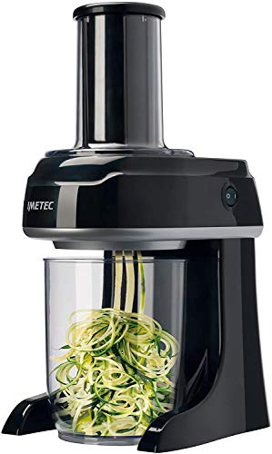 Imetec SP 100 Spiralizer eléctrico, rebanador de verduras en espiral, rebanador de verduras en 3 formas Spaghetti, Tagliatelle, Pappardelle, acero inoxidable, sin BPA 500 ml, sistema de seguridad