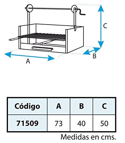 IMEX EL ZORRO 71509 71509-Cajón Barbacoa Elevador, Parrilla INOX, 63 x 75 x 42 cm, Color Negro, 63x75x42 cm