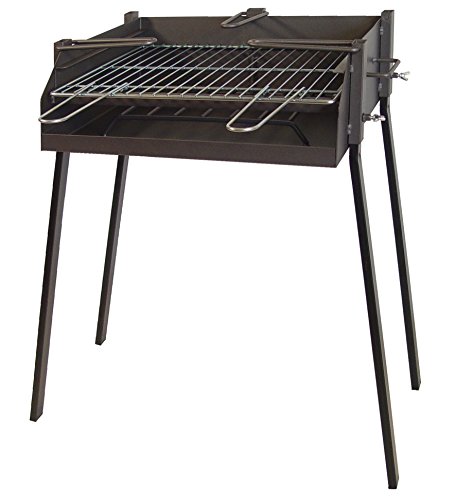 IMEX EL ZORRO Barbacoa Cuadrada con Soporte para Paella, 60 x 40 x 75 cm, Negro, 71585