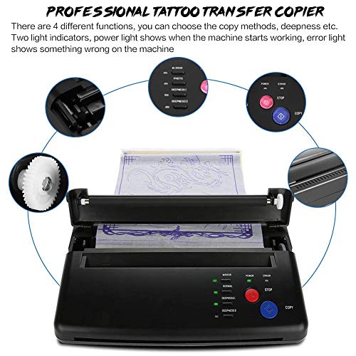 Impresora de transferencia del tatuaje, Herramienta de tatuaje profesional Diseño de dibujo Tattoo Máquina de Tatuaje, copiadora de plantillas térmicas, Máquina de Tatuaje para papel A4 A5 (EU)