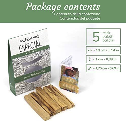 Incienso Natural Palo Santo - Palitos Variedad Especial - 5 Palitos - Aroma para la meditación, la Lectura, la relajación - Original Bursera Graveolens