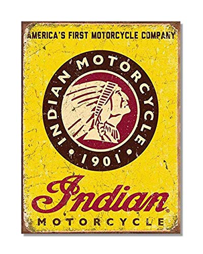 Indian Motorcycles America's First Motorcycle Company Carteles de Chapa Póster de Pared Hojalata Vintage Hierro Pintura Retro Metal Placa Arte Decoración para Hogar Bar Club Café