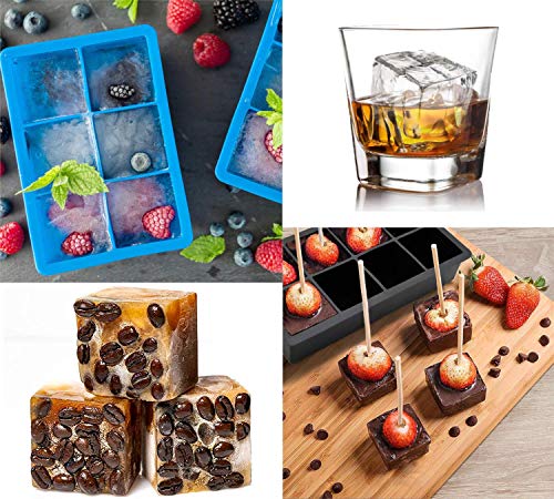 iNeibo cubitera para hielo bandeja para hielo grandes molde de cúbitos silicona de grado alimenticio con 6 cúbitos para enfriar bebida whisky champaña XXL verde