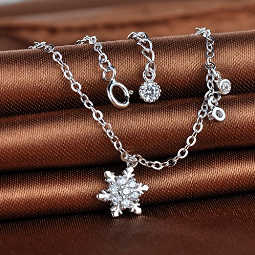 Infinite U Classic Copo de Nieve Pulsera Plata de ley 925 circonita cúbica mano cadena de para las mujeres/niñas, ajustable, plata