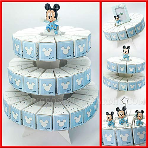 Ingrosso e Risparmio Venta AL por Mayor y Ahorro de Estructura Tarta De Cartón con rodajas portagolosinas, Disney Mickey Mouse Blancas y celestes bombonera, hazlo tú Mismo Nacimiento Cumpleaños Niño