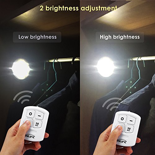 InLife Luz de Armario Pack de 6 Luces Control Remoto Blanco Luz Nocturna LED Inalámbrica para Baño Armario Cocina Escaleras Pared (6 pack) [Clase de eficiencia energética A+++]