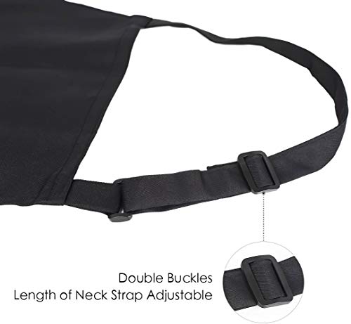 InnoGear 2 Piezas Ajustables Delantales Bib Delantales Impermeables del Cocinero con 2 Bolsillos Cocina Delantales de Cocina para Las Mujeres Hombres Unisexo, Negro