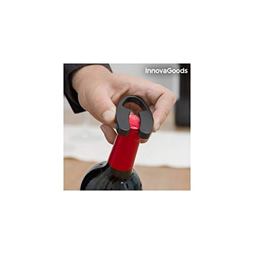 InnovaGoods Sacacorchos Eléctrico con Cortador de Precintos, ABS y Acero Inoxidable, Negro, 6.5x6.5x28 cm