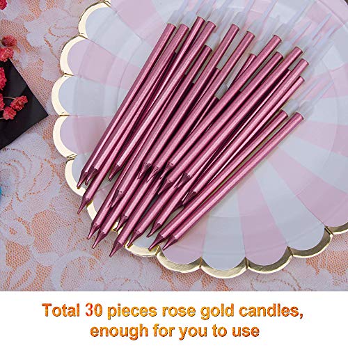 Integrity.1 Velas de Tarta de Cumpleaños,Velas Metálicas Velas de Cumpleaños ,Velas Decoraciones para Fiesta Cumpleaños Boda(30 Piezas Rose Gold )