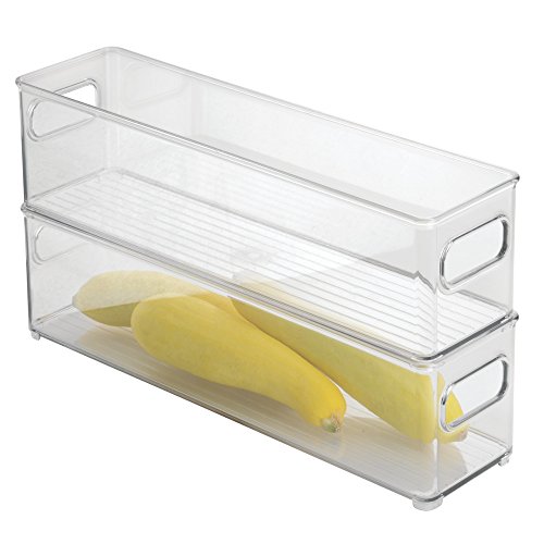 InterDesign Fridge/Freeze Binz Organizador para nevera, organizador de frigorífico de plástico, cajas de almacenaje apilables, transparente