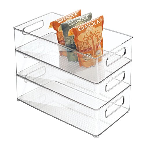 InterDesign Fridge/Freeze Binz Organizador para nevera, organizador de frigorífico de plástico, cajas de almacenaje apilables, transparente