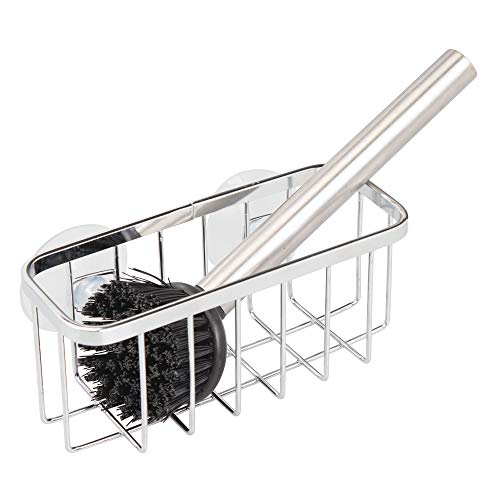 InterDesign Gia Estropajero, repisa de cocina fabricada en acero inoxidable para esponjas y estropajos, plateado