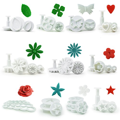 int!rend - Set Jumbo de cortadores para decoracíon de pasteles | 94 Piezas set incluye Signos de Puntuación, Letras, Números, Rosas, Estrellas, Mariposas, flores y otros motivos para tartas creativas
