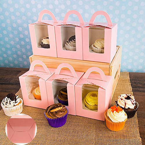 INTVN 20 Piezas Cajas de Cupcakes, Cajas para Pasteles con Ventana de PVC Transparente Muffin Simple para la decoración del Banquete de Boda