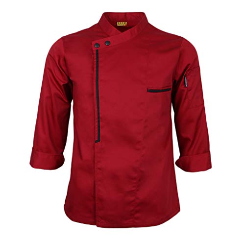 IPOTCH Chaqueta de Chef Retro Manga Larga Hotel Cocina Ropa de Hostelería Aficionados de Catering Cocina - rojo, L