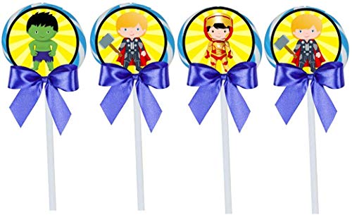 Irpot 10 piruletas espirales 30 g + 10 Superhéroes Tema Toppers / Toppers