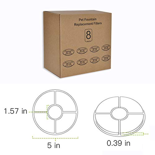 Iseebiz Pack de 8 Filtros Fuente Gatos Filtro de Carbón para Mascotas,Filtros de Repuesto de Fuentes de Mascotas con Resina y Carbón Activo