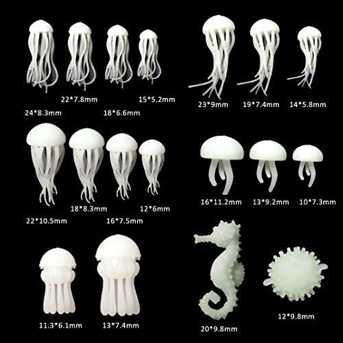 iSuperb 18 Piezas Mini De Resina De Relleno 3D Medusas Resin Mold Filler Hipocampo Pez globo Modeling para Fabricación de Joyas DIY Artesanía (Blanco)