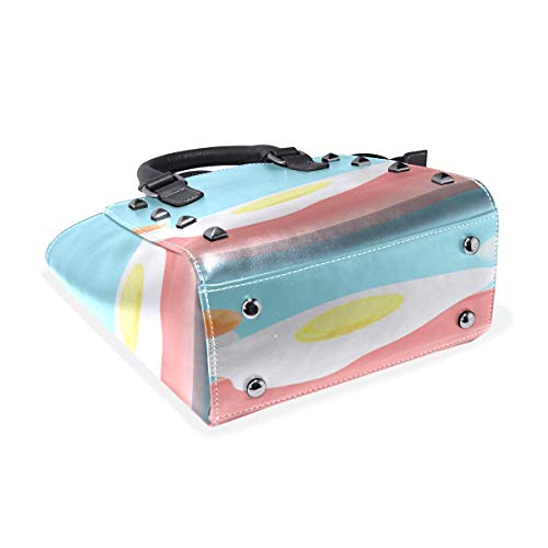 IUBBKI Bolso de mano grande Huevo frito sartén voladora entre coloridos bolsos con asa personalizada Remache de cuero Pu Impresión de moda portátil Agua