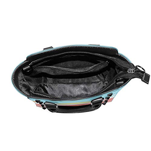 IUBBKI Bolso de mano grande Huevo frito sartén voladora entre coloridos bolsos con asa personalizada Remache de cuero Pu Impresión de moda portátil Agua