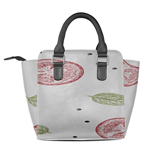 IUBBKI Bolsos cruzados de diseñador para hombres Cocina italiana Ingrediente Albahaca Tomate Pimienta Monederos con asa personalizada Cuero Pu Remache Porta