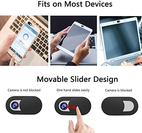 ivoler [8 Unidades Cubierta Webcam, Webcam Cover Slider Diseño Ultra Fino Camera Cover Tapa Webcam para Todo Tipo de Ordenadores Portátiles, Tabletas y Móviles Inteligentes - (Negro)
