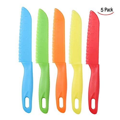 iwobi Cuchillos de Cocina para niños, Cuchillo de plástico para niños, 5 pcs Cuchillo de Seguridad para niños, Cuchillo para Lechugas, Uso Seguro para niños