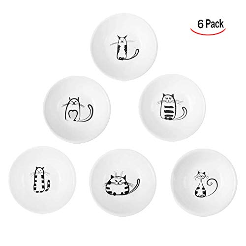iwobi Cuencos Salsa Soja, Plato de Salsa de Cerámica, Platos de Aderezo, Platos Pequenos Juego de Discos Pequeños de Porcelana (Juego de 6)
