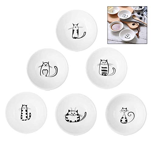 iwobi Cuencos Salsa Soja, Plato de Salsa de Cerámica, Platos de Aderezo, Platos Pequenos Juego de Discos Pequeños de Porcelana (Juego de 6)