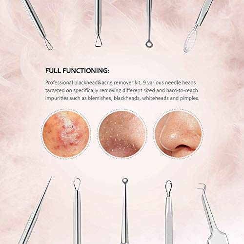 IZUKU Puntos Negros Aguja Extractor Limpiador Juego de 6Pcs Kit Blackhead Remover para Quita Espinillas Negros Comedones Herramientas