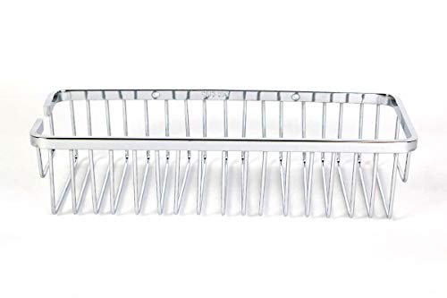 Jacar | Estantería para Ducha | Cesta Metálica y rectangular para Ducha | Organizador Frontal para Baño | Color Cromo Hecho en Acero Inoxidable