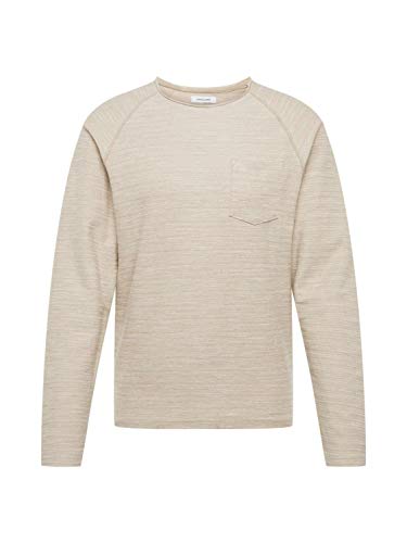 Jack & Jones Jjeterry Sweat O-Neck Noos Sudadera, Beige (Vajilla Fit: Reg/Melange), Grande (Tamaño del Fabricante: L) para Hombre