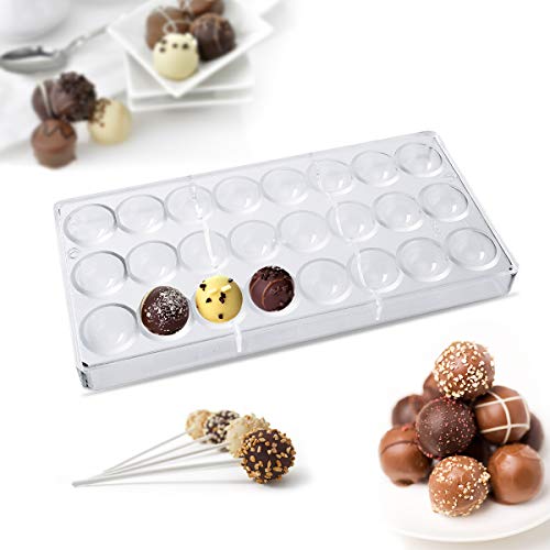 Janolia Molde de Chocolate, Molde de Bombones, con Forma de Medio Redondo y Materal Policarbonato de Grado Alimenticio, Herramienta de Dulce Hum para Chocolate, Caramelo Duro, Cubitos