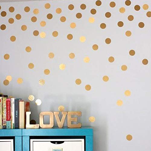 JAOMON 220 Piezas de Pegatinas de Pared de Puntos Dorados, Decoración de Pared de Puntos para Dormitorio, Sala de Estar Cocina, Pegatinas, Pegatinas de Pared Circulares Extraíbles