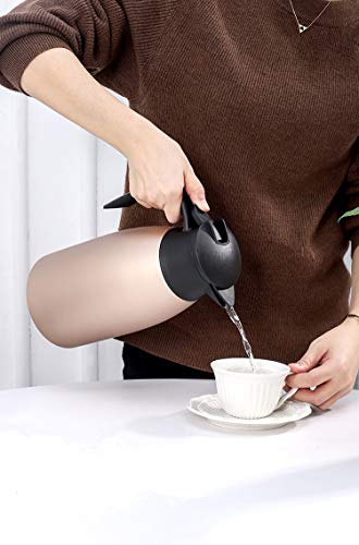 Jarra Térmica 2 Litros de Acero Inoxidable, Doble Pared Anti-goteo Anti-deslizante, Jarra Termo Café, Té, Jugo, Leche