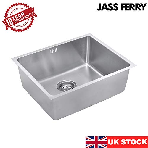 JASS Ferry - Fregadero de cocina de acero inoxidable, 1 seno cuadrado profundo con filtro