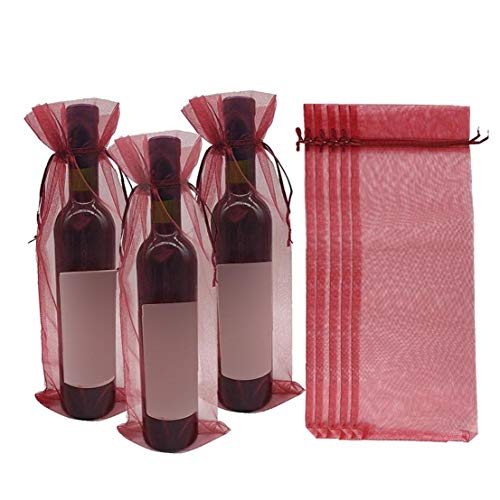 JBNS 10 X Organza De Botellas De Vino Bolsas De Regalo para Bodas Actual Partido - Vino
