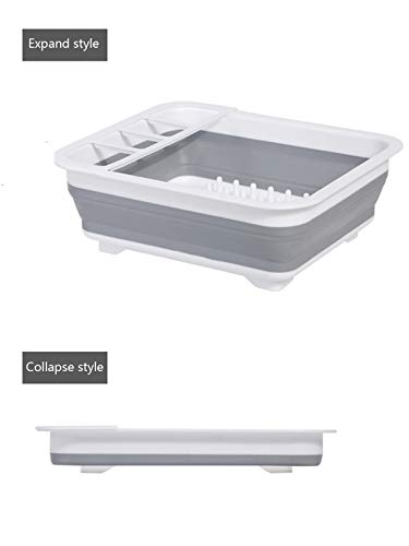 JEANGO Escurridor de Platos de plástico de Cocina, escurridor de Platos Plegable Multifuncional, Blanco