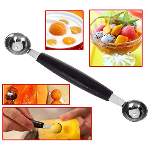 JER Doble Fin Headed fruñas Bola de Helado Cuchara melón Baller Cuchara parisina 30mm