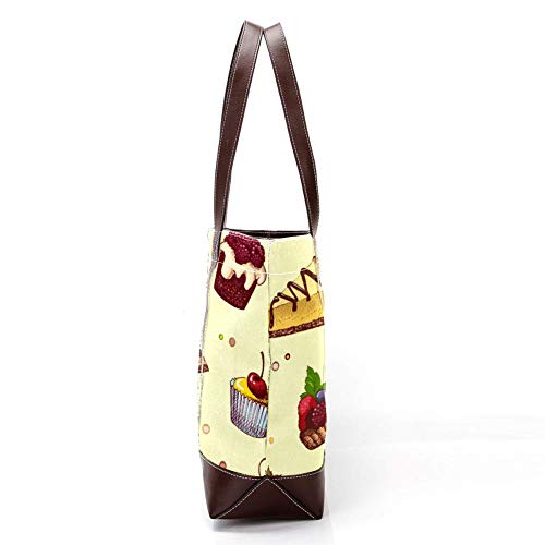 Jessgirl Bolsos de cuero de lona a la moda para mujer, bolso de mano con asa superior, bolso de mano para mujer, bolsos de trabajo, bocetos de tartas y pasteles