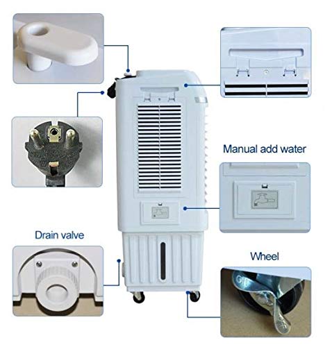 Jhheater Portátil 181 Enfriador evaporativo sobre ruedas con protección de bomba Ecológico sin daño a la capa de ozono con un ahorro energético significativo